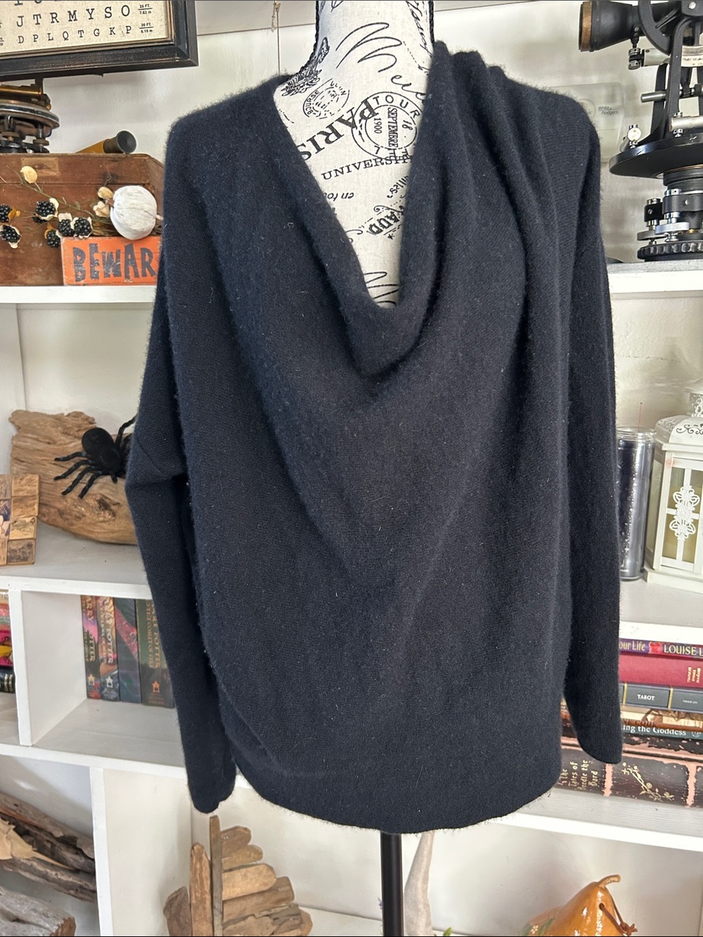 ANTONIO MELANI Black Cowl-Neck Long Sleeve Sweater